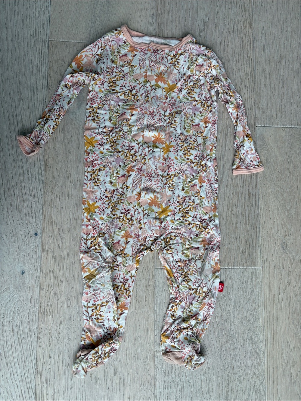 Magnetic Me Floral Footed One-Piece - Pink, Yellow, Green